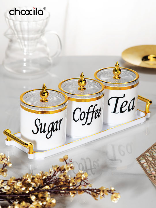 4pcs Coffee Canister Set, Storage Jars for Coffee, Tea, Sugar