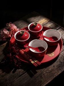 ETY | Wedding Tea Cups Red Dinnerware Set