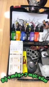 Bộ 1 máy xăm hình kèm 7 mầu mực xăm 30ml