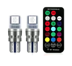 LAMPU SENJA LED T10 RGB FLASH STROBO REMOTE 1PASANG