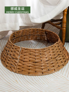 Nordic Christmas Tree Decorative Base Basket Tree Skirt round Christmas Decorations Scene Arrangement Props Fence Accessories