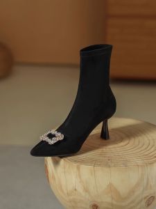 Giày Bốt Martin Mũi Nhọn Cao Gót Thời Trang Mùa Thu Đông Mới Cho Nữ Giày Bốt Ngắn Thon Gọn Đa Năng Giày Bốt Thường Ngày