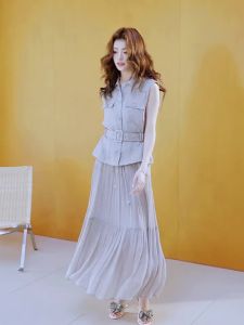 MIUCO | Bộ Đầm Hai Mảnh Thanh Lịch Không T Tay Ôm Eo