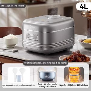 Midea | Nồi Cơm Điện Hoa Văn IH Không Fluorine Gốm Xanh Đa Năng 2 Nguồn Nhiệt Không Dính 4L