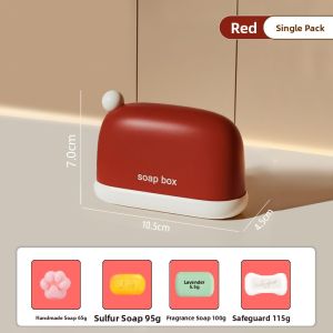 Portable Home Use Soap Dish Travel Sealed Drainable Bathroom Cover Soap Storage Box Cute Style Mass Appeal Asian Origin