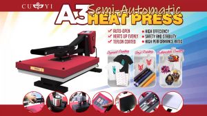 Cuyi A3 Size Heavy Duty Digital Heat Press Machine 15x18 Inches Flatbed Auto-Open Drawer Type