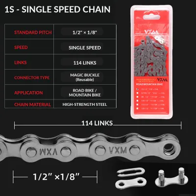 VXM | VXM 8/9/10S Bike Speed Change Chain High Strength Steel Anti-Rust Electroplated for MTB Road Folding Bike with Quick Link
