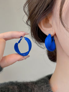 Klein Blue Multi-layered Twisted S925 Sterling Silver Earrings