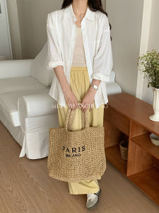 Bibo Original ที่กําหนดเองความจุขนาดใหญ่สไตล์ฝรั่งเศสฟางทอกระเป๋าฤดูร้อนสบายๆวันหยุดชายทะเลกระเป๋าชายหาดไหล่เดี่ยว