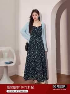 French Floral Slimming Cool Summer Dress Set