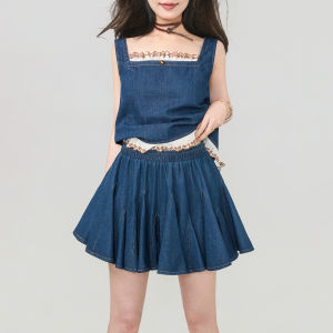 KEIKO | Anti-Peeping Lightweight Pleated Denim Skirt