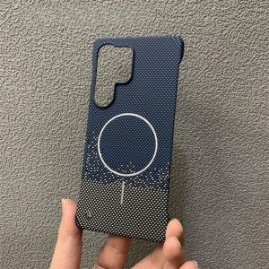 Luxury Kevlar Carbon Fiber PC For Magsafe Wireless Charge Phone Case For Samsung S26 S25 S24 Ultra Plus Magnetic Frameless Cover