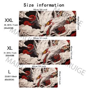 Potdemiel | Cool Wolf Design Mouse Pad Large Computer Office Game Table Mat XXL Rubber Anti-slip Stitched Edges Keyboard Mats Long Desk Pads