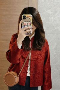 QFN | Elegant New Chinese Style Red Coat