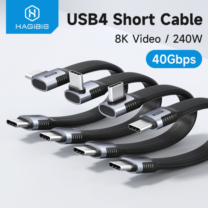 Hagibis Cáp dữ liệu USB 40gbps USB C để loại C cáp ngắn cáp sạc nhanh di động PD 240W 8K 60Hz Tương thích với Thunderbolt 3/4 usb4 thiết bị cổng Type-C cho sạc dự phòng SSD