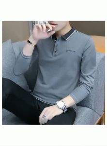 Autumn and Winter New Mens POLO Shirt Business Casual Lapel Young and Middle-aged People Lead The Trend of Autumn Long Sleeve T shirt