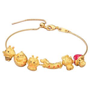 Cute Pet-Themed Gold Bead Bracelet
