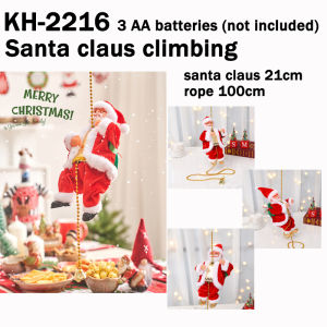 Christmas Electric Singing Swing Santa Claus Dolls Climbing Rope Ladder Musical Plush Hat Tree Toys