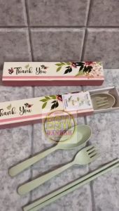 (isi 50 pcs) Souvenir SENDOK GARPU SUMPIT JERAMI IMPOR Kemas BOX SLIDE Kartu Ucapan Makassar