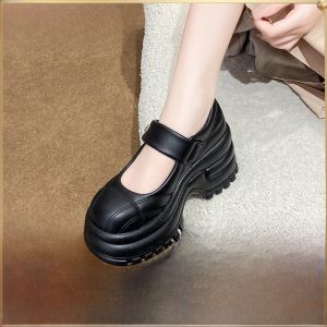Giày Đế Dày Mary Janes Thời Trang Cho Nữ Mùa Xuân Thu Mới Cao Su Thoải Mái Thường Ngày Đế PU Đế Xuồng Lót Da PU