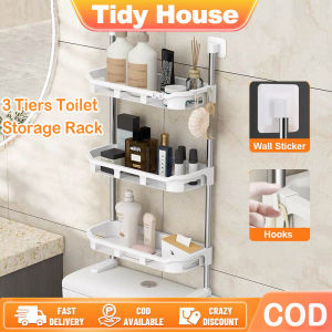 Tidy House 1/2/3 Tier Toilet Storage Rack Organzier Bathroom Stainless Shelf Above Toilet Washroom Rack with Hooks
