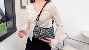 Moys Mikee Shoulder Bag Diamond Knotted Rhinestone Handbag for Women Armpit Bag for Girls