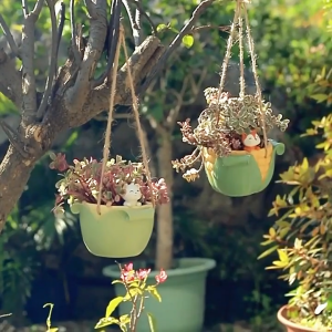 【Woody】Creative Succulent Pots Cute Pet Resin Small Flower Pots Balcony Decorations