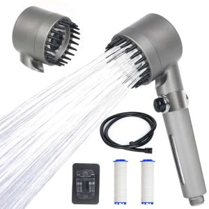 High Pressure Strong Current Shower Head Water Saving Shower with Water Filter 3 Mold Knobs Controllable Hand Shower Bathroom
