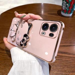 Applicable to OPPO Reno13 mobile phone case electroplated KT cat bracket makeup mirror Reno13Pro silicone soft case h2607069