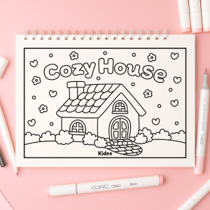 Kidee สมุดระบายสีผู้ใหญ่ ฝึกสมาธิ บ้านที่แสนอบอุ่น Cozy House กระดาษหนาคุณภาพดีมี 10 ภาพ
