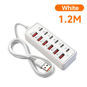other | 12 IN 1 USB Charger Station 6 USB-A 6 USB-C Fast Charger Multi Ports Power Strip Adapter Socket With Cable HUB For Home Office