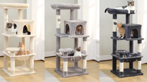 HATELI Indoor Cat Tree Tower Multi Level Pet House for Large Cats with Condos Scratching Posts Platform Small Ladder Toys Swing Hammock Climbing Frame