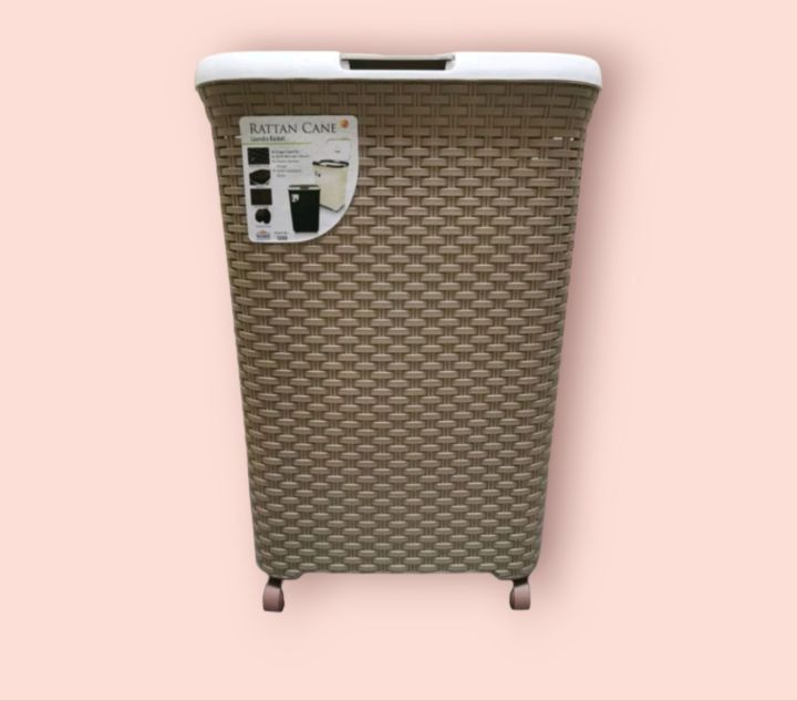 Rattan Cane Laundry Basket with wheels Lazada PH