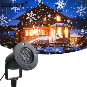 KEBETEME เครื่องฉายเลเซอร์เกล็ดหิมะกลางแจ้งเครื่องฉายแสงเวที Led กันน้ำเคลื่อนย้ายได้โคมไฟเกล็ดหิมะวันหยุดคริสต์มาสปาร์ตี้โคมไฟสนามหญ้าภูมิทัศน์
