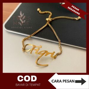 Gelang Custom Nama Model Serut Titanium Bisa Di Setel Ukuran Sesuai Kebutuhan Warna Awet Cocok Untuk Dipakai Harian