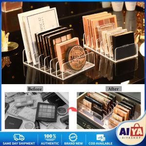 ★Same Day Shipping★ 7 Grids Acrylic Eyeshadow Compact Organizer Drawer Divider Makeup Storage Box Transparent Slot Cosmetics Case Eyeshadow-Palette-Storage
