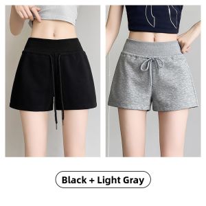 miiow | High Waist Sports Shorts Womens Summer Thin Style Elastic A-Line Slim Fit Three-quarter Length Pants Casual Commute Style