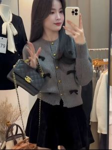 Classic Style Elegant Slim Looking Bows Sweater Cardigan Womens Winter New Arrival Gentle Sweet Versatile Short Top