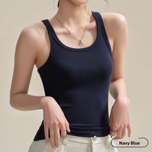Miiow | Red U-Neck Ribbed Strap Vest Womens Summer New Style Inner Wear Outdoor Wear Beautiful Back Base Shirt Cat Person MiiOW