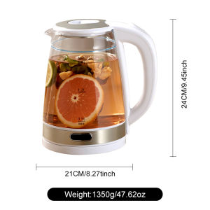 GELAIBO Electric Kettle LED Light Large-Capacity 1.8-Liter Glass Kettle Double-Layer Anti-Scalding Quick-Boiling Water One-