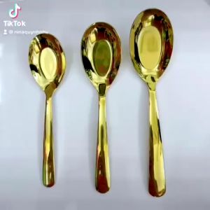 Muỗng canh Hàn Quốc inox 304 Muỗng canh inox 304 màu vàng sáng bóng an toàn cho sức khỏe