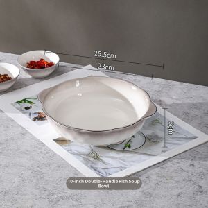 Japanese Ceramic Large Soup Bowl for Water-Boiled Fish with Double Ears Set