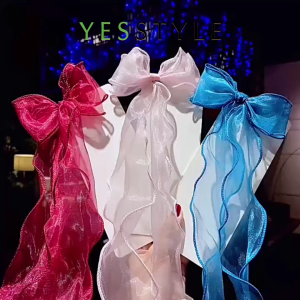 Yesstyle Jepit Rambut Pita Satin Tulle Panjang Anak Perempuan Aksesoris Jepitan Rambut Ribbon Hair Clip