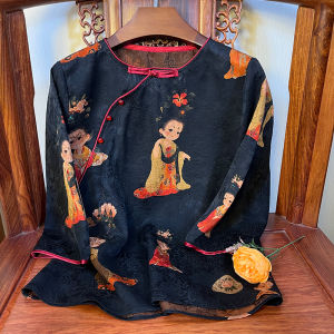 Silk Printed Loose Sleeveless Shirt Womens New Style Small Top Retro Floral Pattern Casual round Neck Collar Full Length Summer