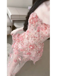 Elegant Pink Engagement Evening Gown Womens High-End Fairy Tale Morning Robe Wedding Dress Student Graduation Adult Ceremony