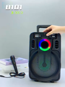 8" 20W Super BASS KTV Portable Bluetooth Speaker LED 360° 3D Surround Sound Wireless Speaker Karaoke