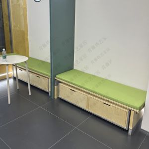 Commercial Hotel Lobby Sofa Seat Storage Box Dessert Shop Furniture Real Wood Hall Waiting Room Bench Customizable