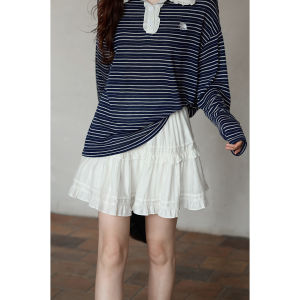 seemon | Spring Style Petite Fit Stripe Long Sleeve T-Shirt and Skirt Set