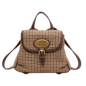 clu Retro Fashion Maillard Backpack For Women New Leather Commuter Versatile Shoulder Bag ulc