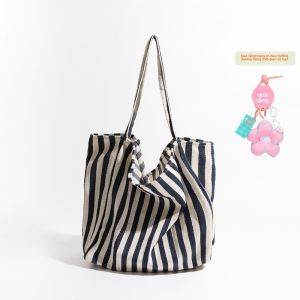 Túi tote MABULA canvas sọc dung tích lớn
